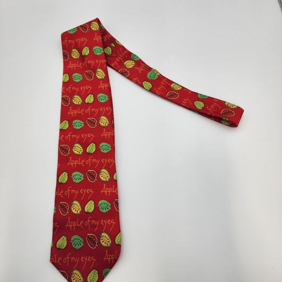 JC de Castelbajac Apple of My Eyes Neck Tie Silk Red Italy Designer Novelty Geek - Picture 3 of 8